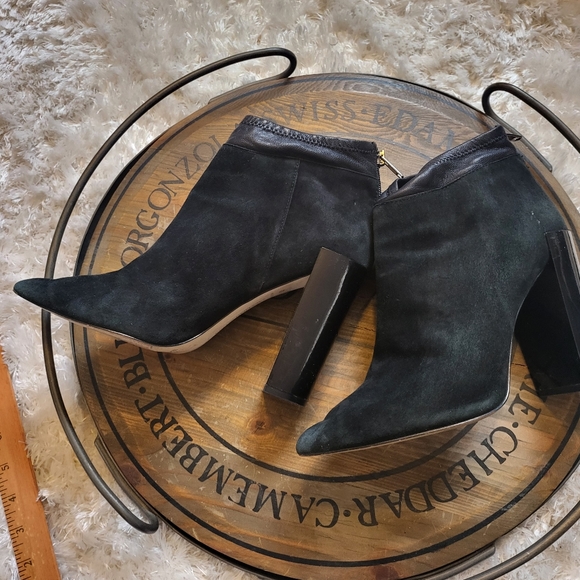 Saks Fifth Avenue black suede heeled booties - Picture 2 of 8